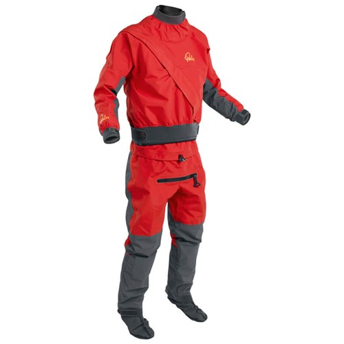 palm cascade drysuit for kayaking in red